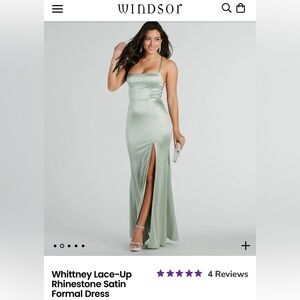 Whitney Lace-Up Rhinestone Satin Formal Dress - Tags on! Brand new! Never worn!